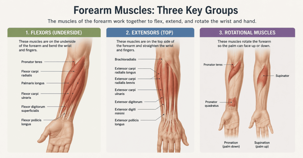 forearm muscle groups flexors extensors for wrist size