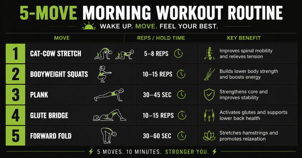 5-move morning workout routine and benefits