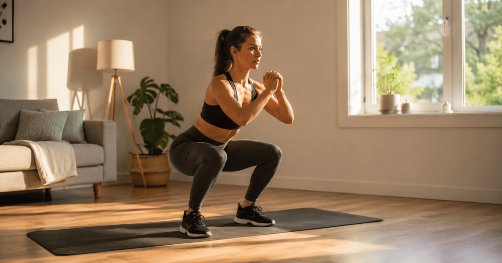 woman performing squat exercise