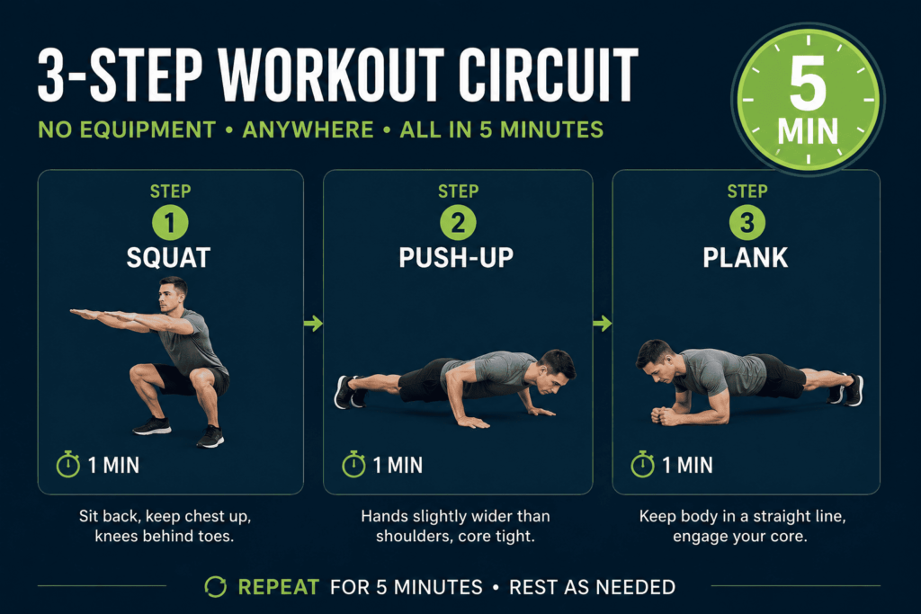 5-minute no-equipment anti-aging workout routine