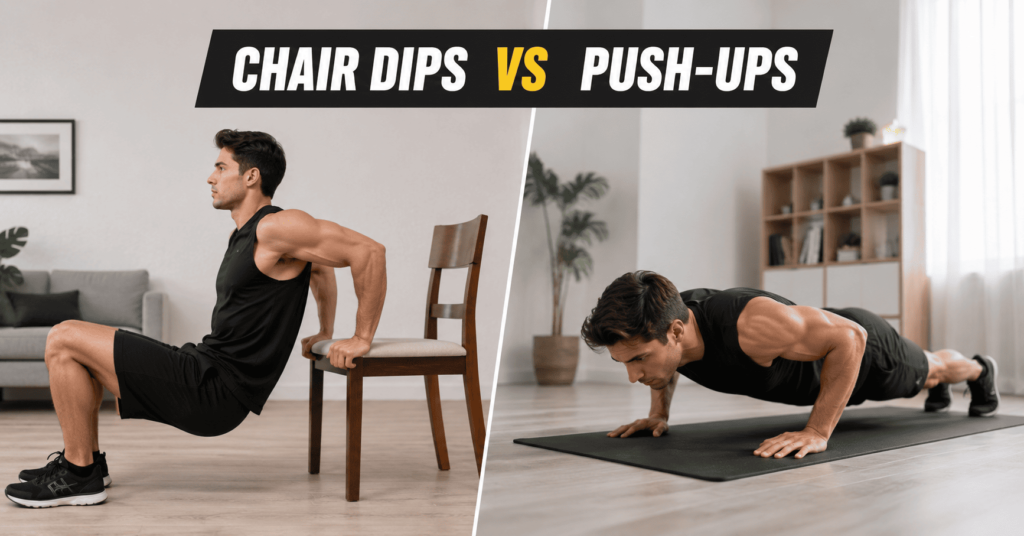 Chair dips vs push-ups upper body strength comparison