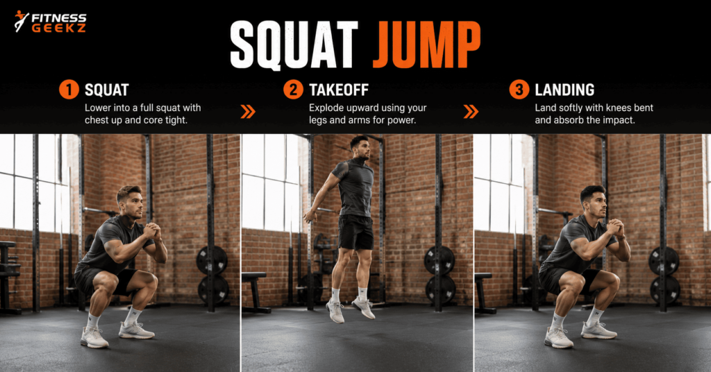 squat jump proper form explosive plyometric exercise
