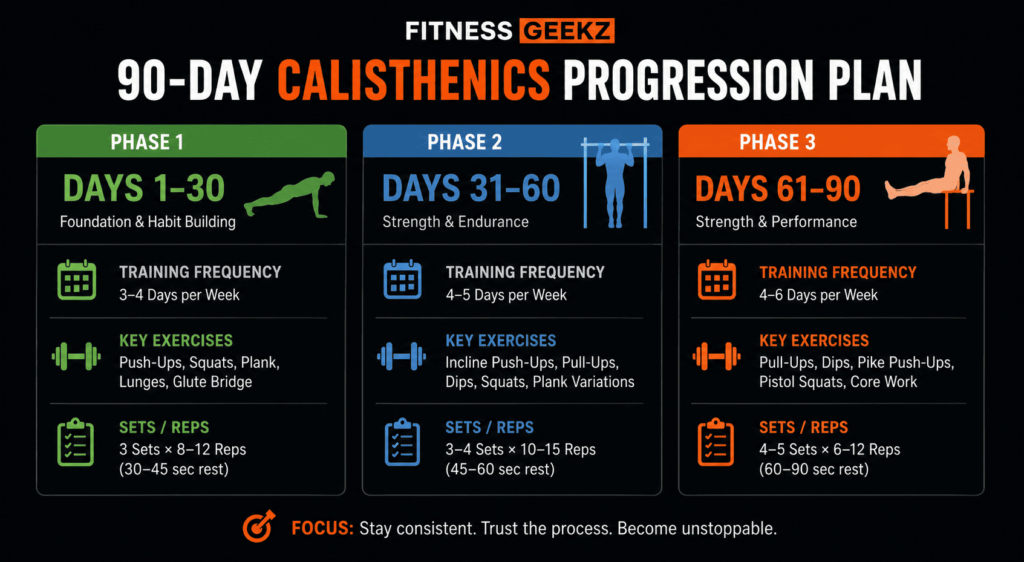 90-day bodyweight workout plan phases for beginners