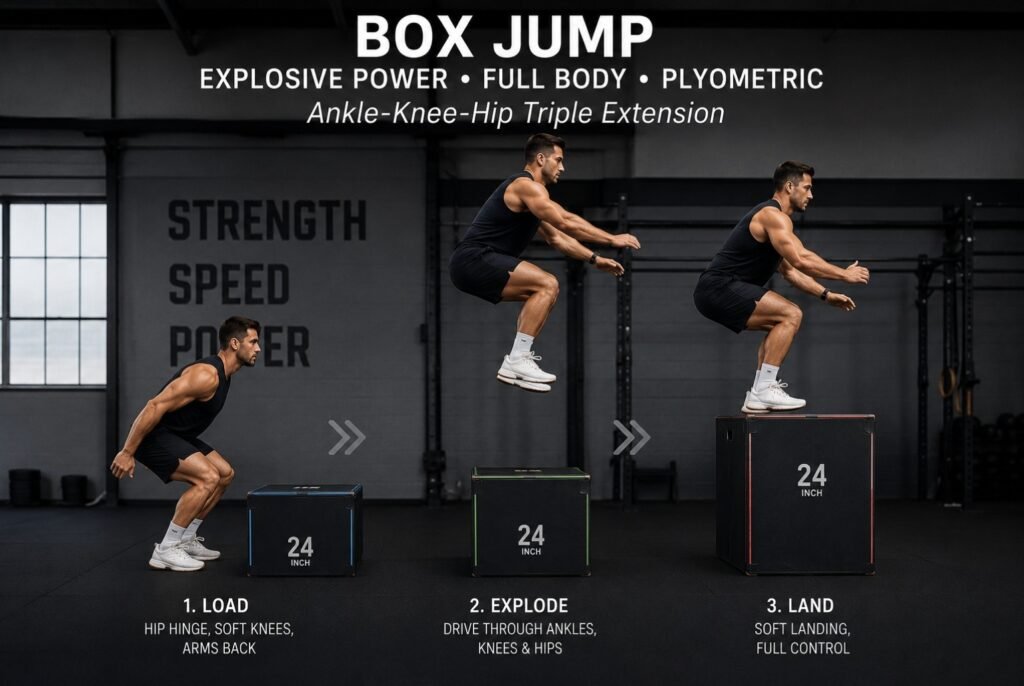Box jump plyometric exercise