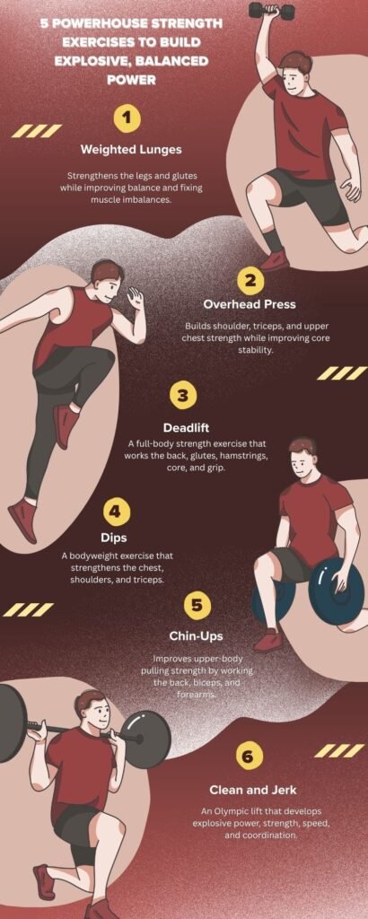  6 strength exercises for power infographic